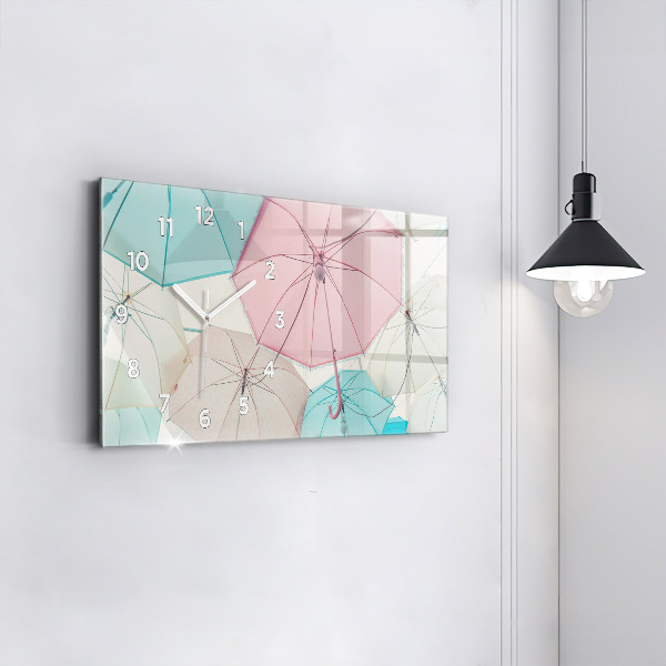 Horizontal wall clock Pastel umbrellas