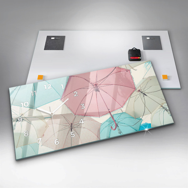 Horizontal wall clock Pastel umbrellas