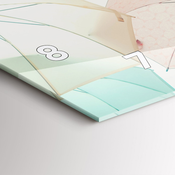 Horizontal wall clock Pastel umbrellas