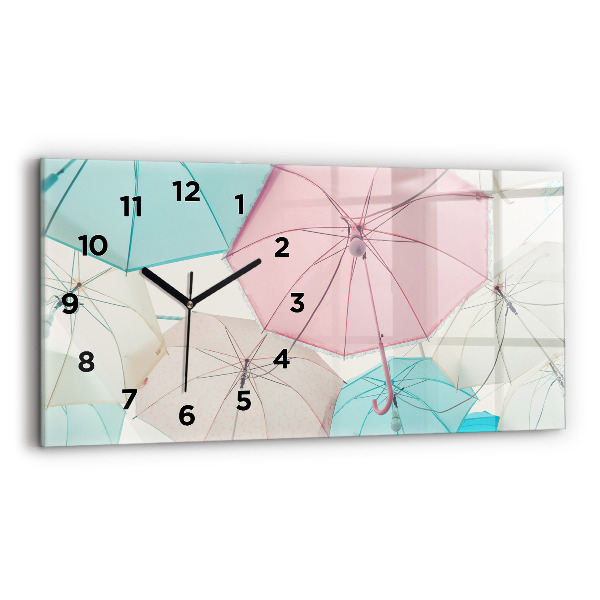 Horizontal wall clock Pastel umbrellas