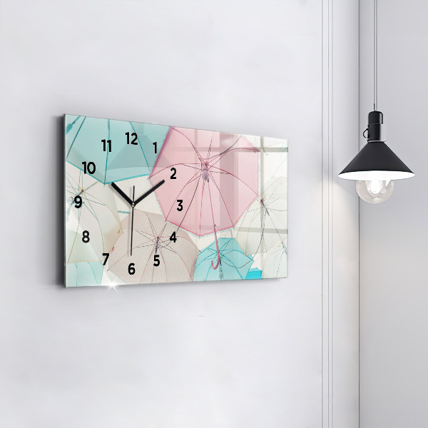 Horizontal wall clock Pastel umbrellas