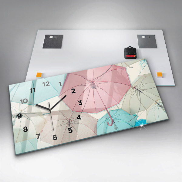 Horizontal wall clock Pastel umbrellas