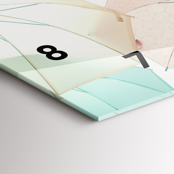 Horizontal wall clock Pastel umbrellas