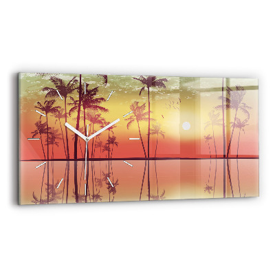 Horizontal wall clock Tropical palm trees