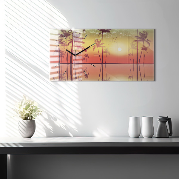 Horizontal wall clock Tropical palm trees