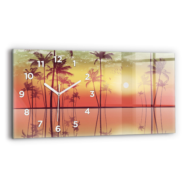 Horizontal wall clock Tropical palm trees