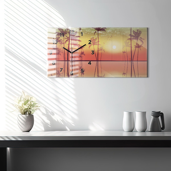 Horizontal wall clock Tropical palm trees