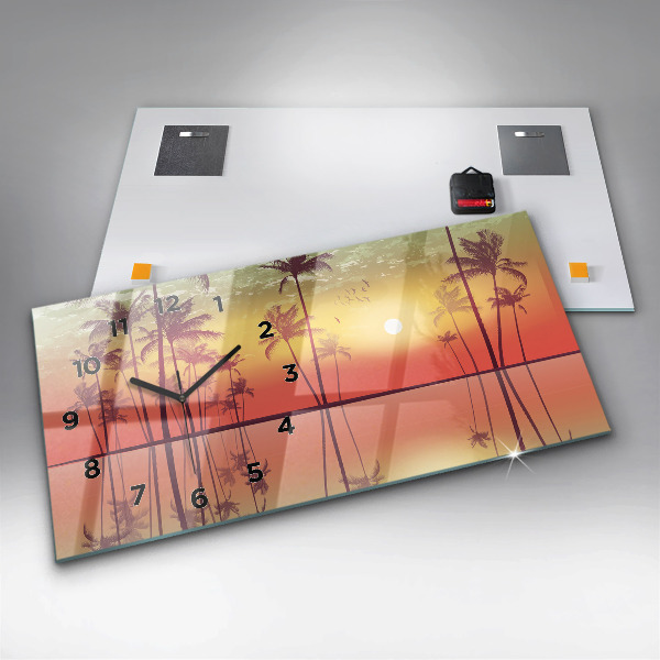 Horizontal wall clock Tropical palm trees