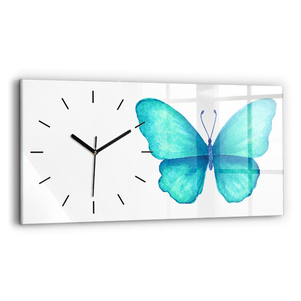 Horizontal wall clock Turquoise Summer Butterfly