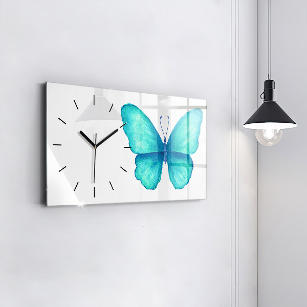Horizontal wall clock Turquoise Summer Butterfly