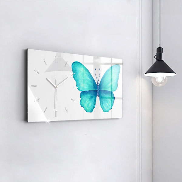Horizontal wall clock Turquoise Summer Butterfly