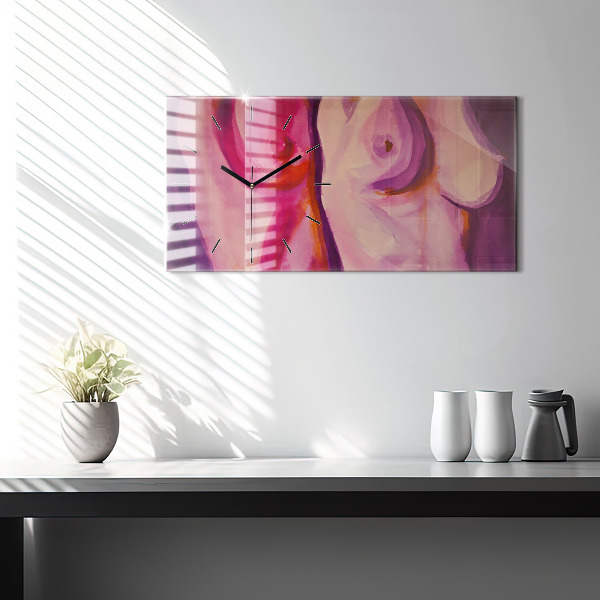 Horizontal wall clock Painting Women