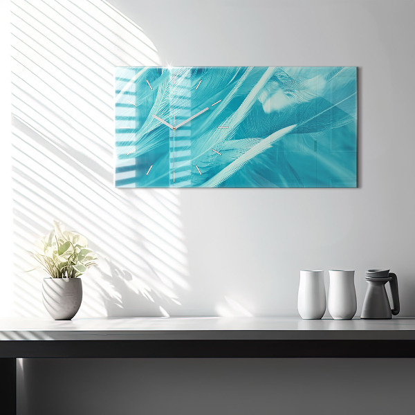 Horizontal wall clock Green turquoise vintage