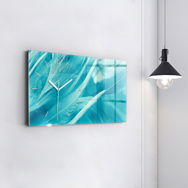 Horizontal wall clock Green turquoise vintage