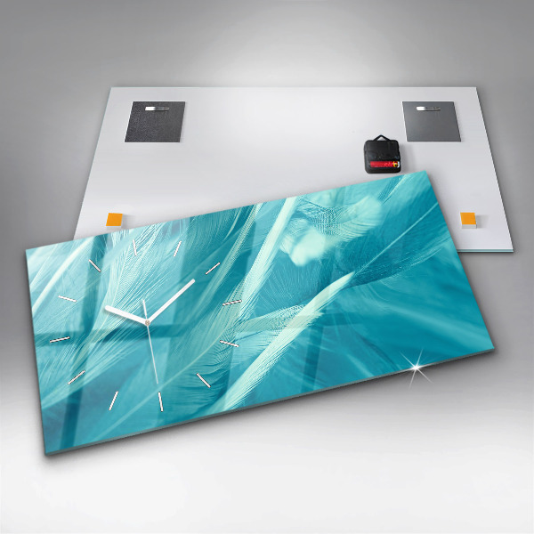 Horizontal wall clock Green turquoise vintage