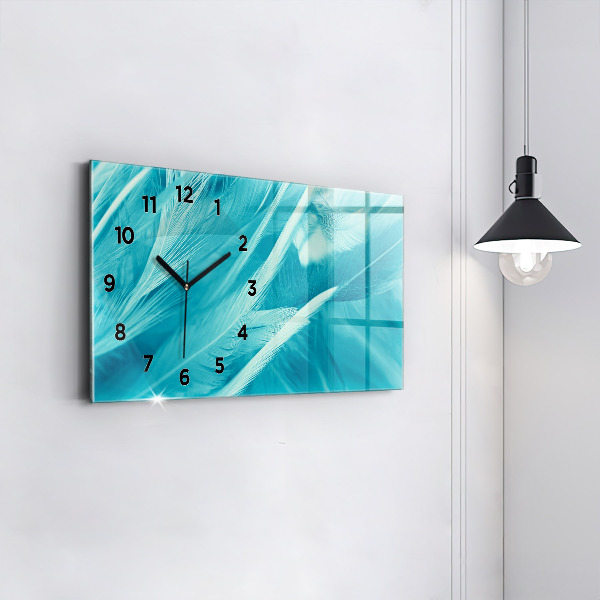 Horizontal wall clock Green turquoise vintage