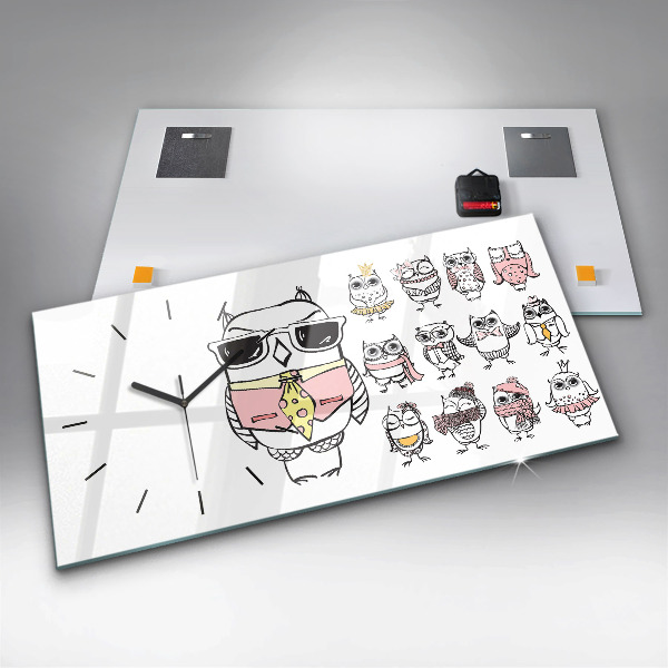 Horizontal wall clock Vintage Owl Poster