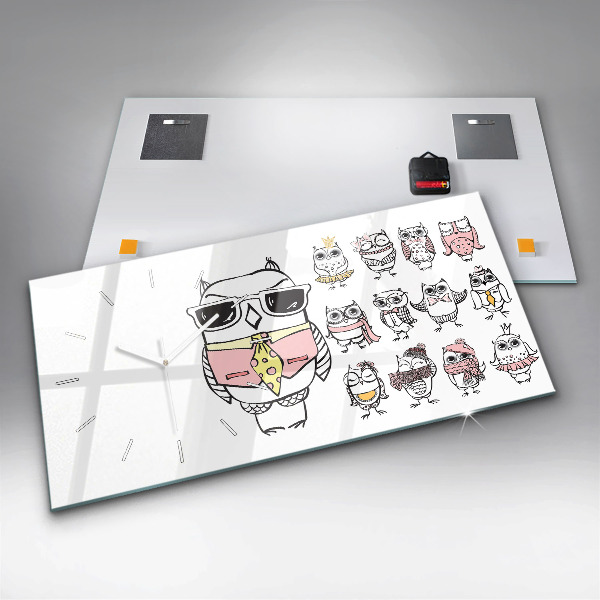 Horizontal wall clock Vintage Owl Poster