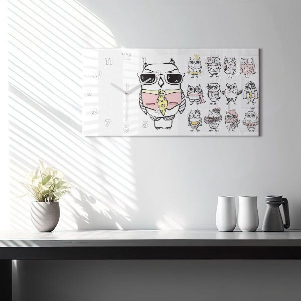 Horizontal wall clock Vintage Owl Poster