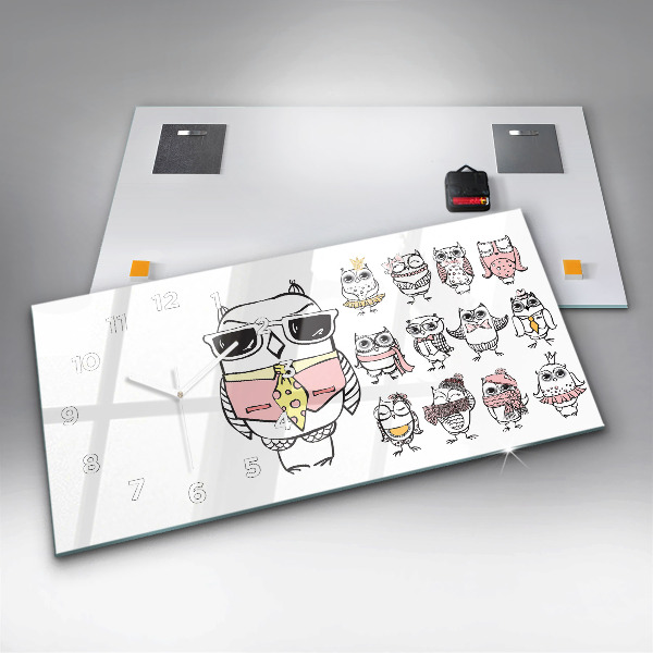 Horizontal wall clock Vintage Owl Poster