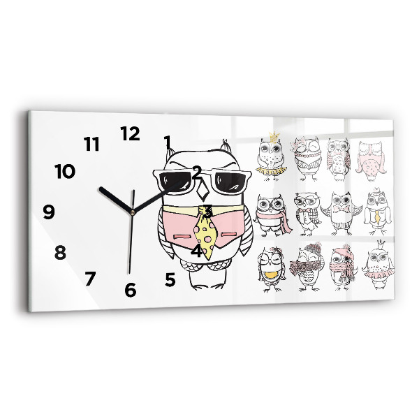 Horizontal wall clock Vintage Owl Poster