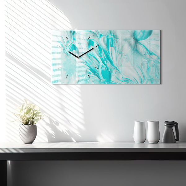 Horizontal wall clock Blue abstraction