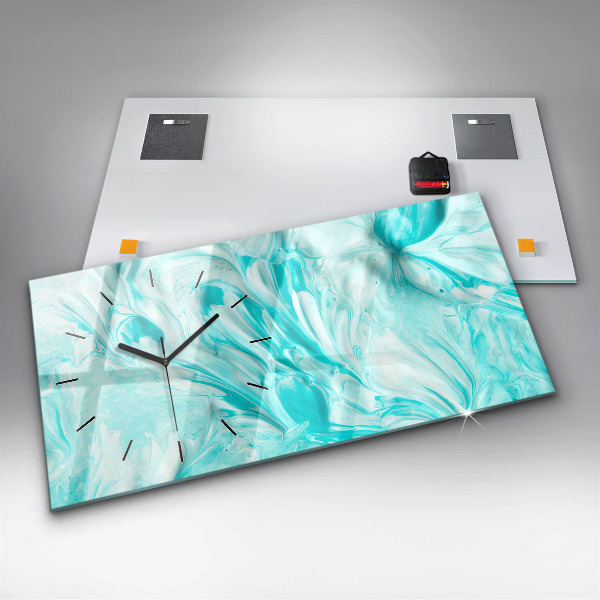 Horizontal wall clock Blue abstraction