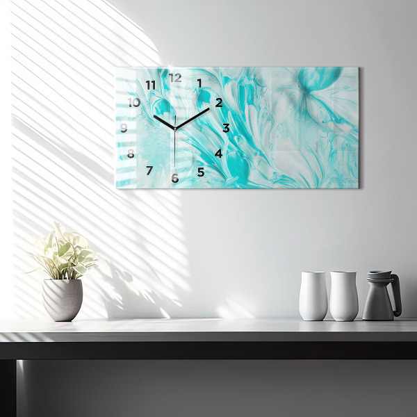 Horizontal wall clock Blue abstraction