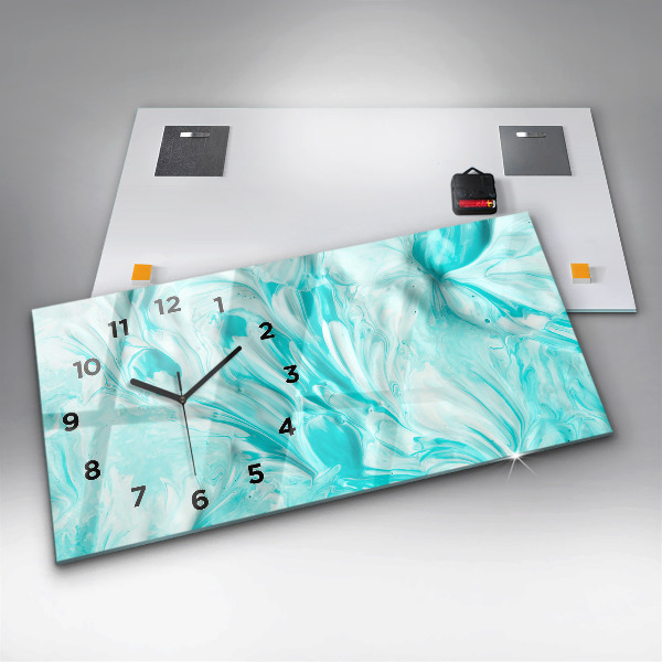 Horizontal wall clock Blue abstraction