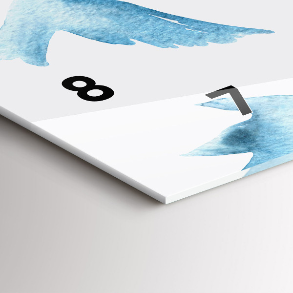 Horizontal wall clock Flying blue birds