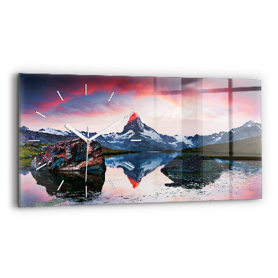 Horizontal wall clock Lake Stellisee Matterhorn