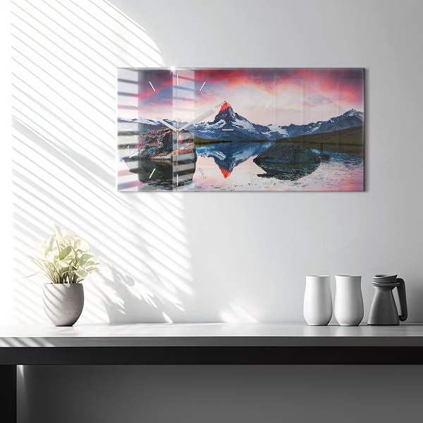 Horizontal wall clock Lake Stellisee Matterhorn