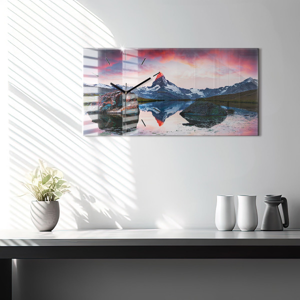 Horizontal wall clock Lake Stellisee Matterhorn