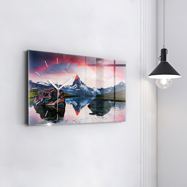 Horizontal wall clock Lake Stellisee Matterhorn