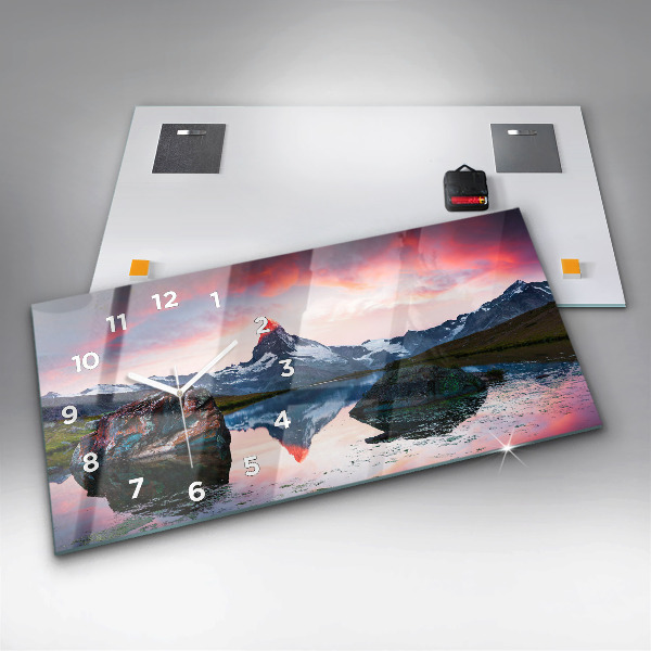 Horizontal wall clock Lake Stellisee Matterhorn