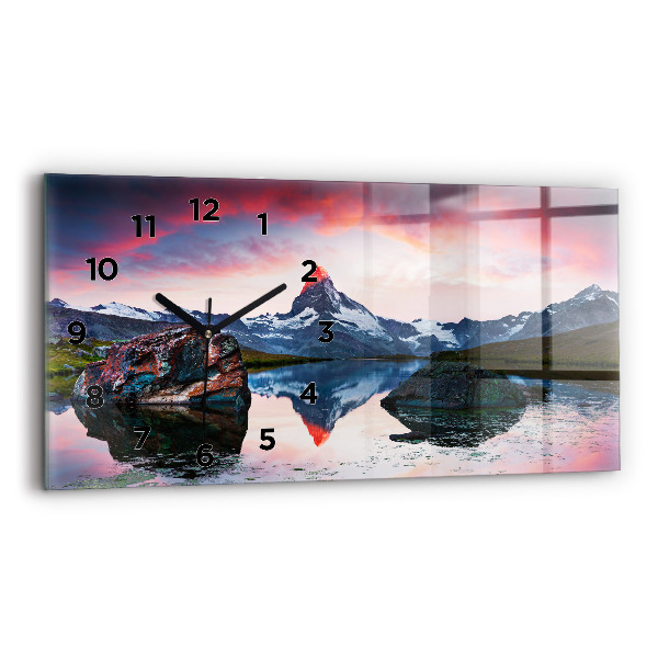 Horizontal wall clock Lake Stellisee Matterhorn