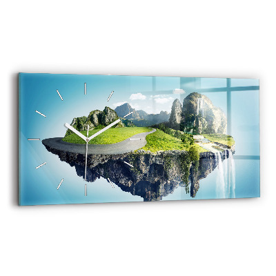 Horizontal wall clock Flying Island