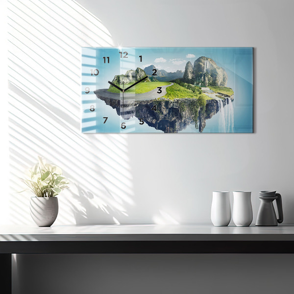 Horizontal wall clock Flying Island