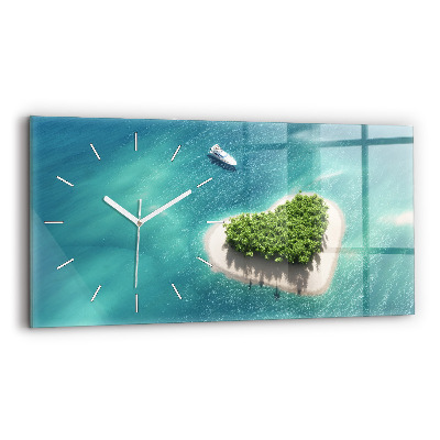 Horizontal wall clock Heart Island