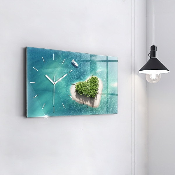 Horizontal wall clock Heart Island