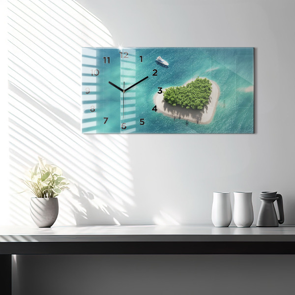 Horizontal wall clock Heart Island