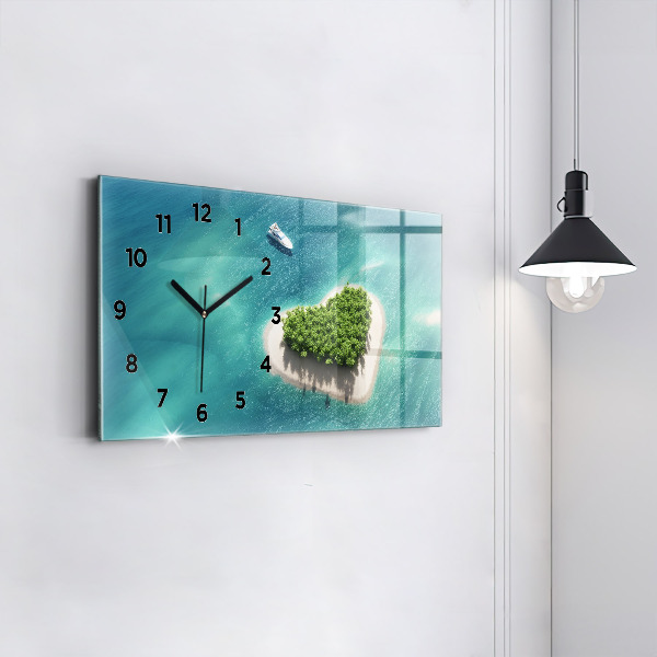 Horizontal wall clock Heart Island