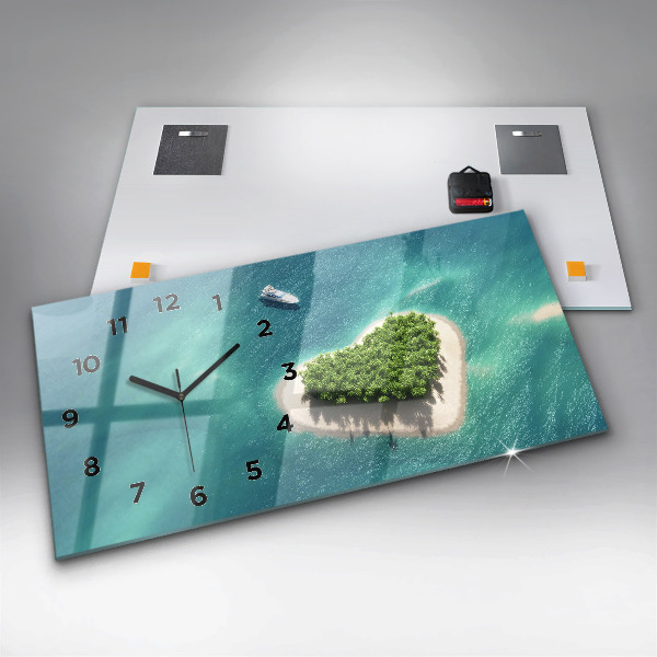 Horizontal wall clock Heart Island