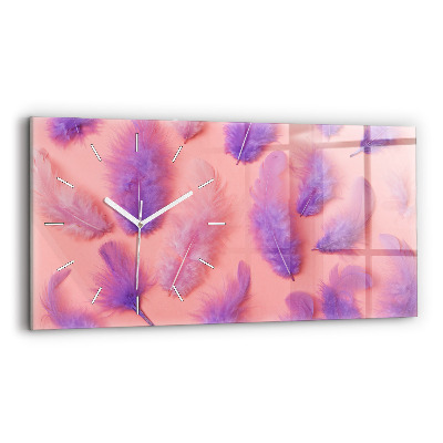 Horizontal wall clock Colorful Feathers
