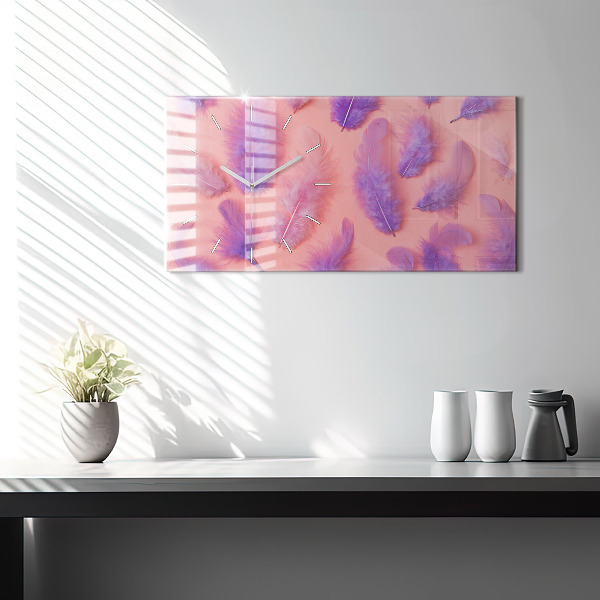 Horizontal wall clock Colorful Feathers