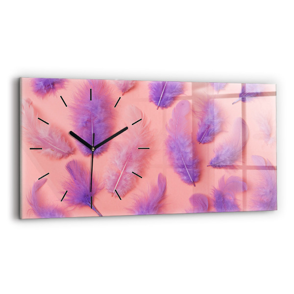 Horizontal wall clock Colorful Feathers
