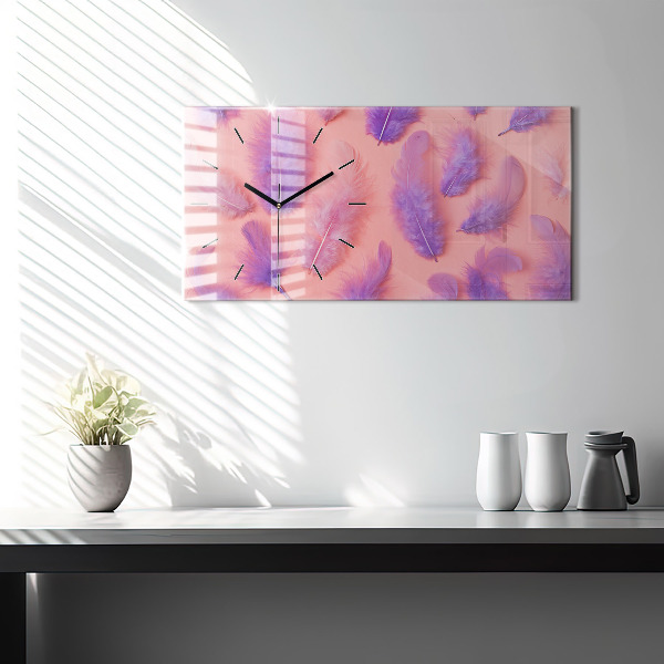 Horizontal wall clock Colorful Feathers