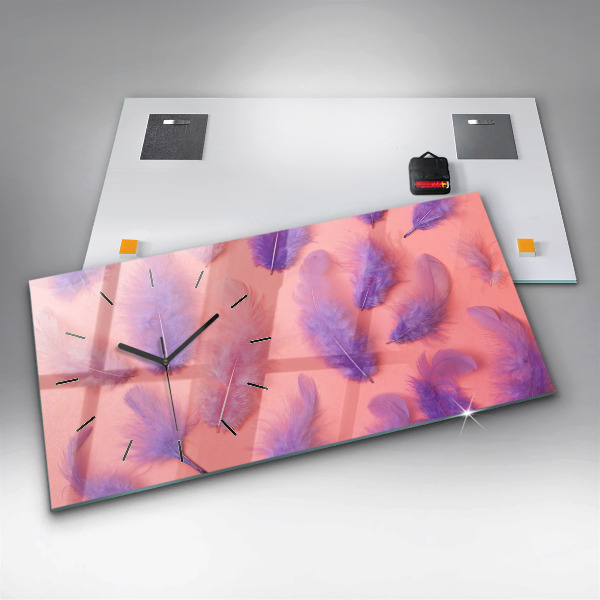 Horizontal wall clock Colorful Feathers