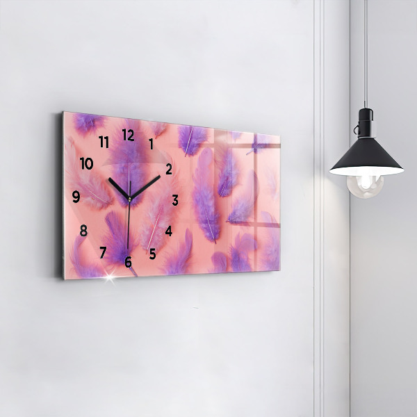 Horizontal wall clock Colorful Feathers