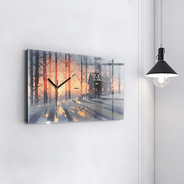 Horizontal wall clock Winter Tree Landscape